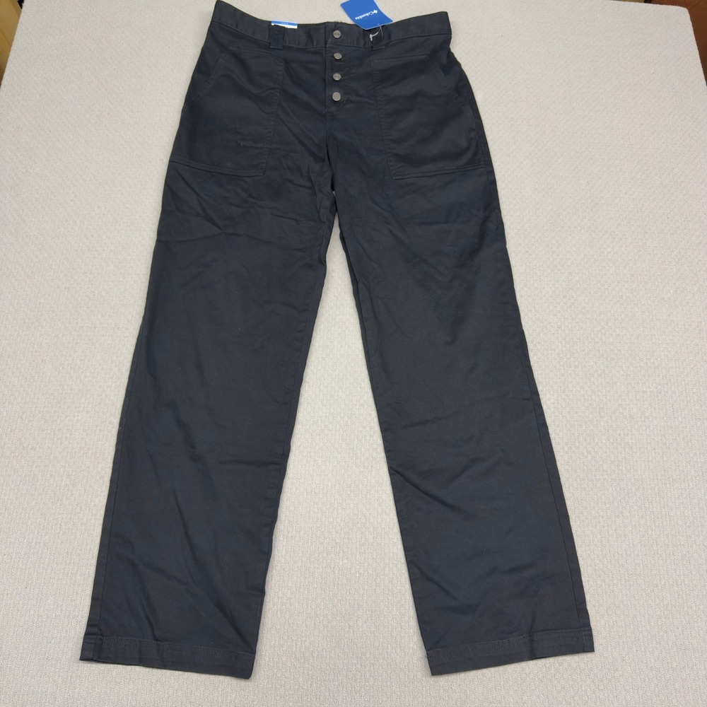Columbia Holly Hideaway Pants Womens 12 Black Cotton Button Fly Straight Casual
